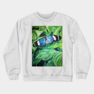 Blue butterfly watercolour painting Crewneck Sweatshirt